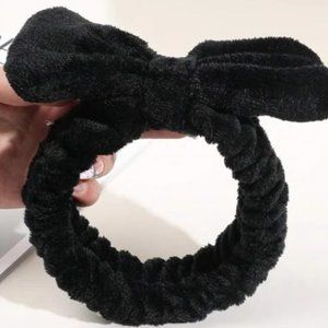 Velvet Bow Hair Band & Headwrap For Cleansing And Face Washing